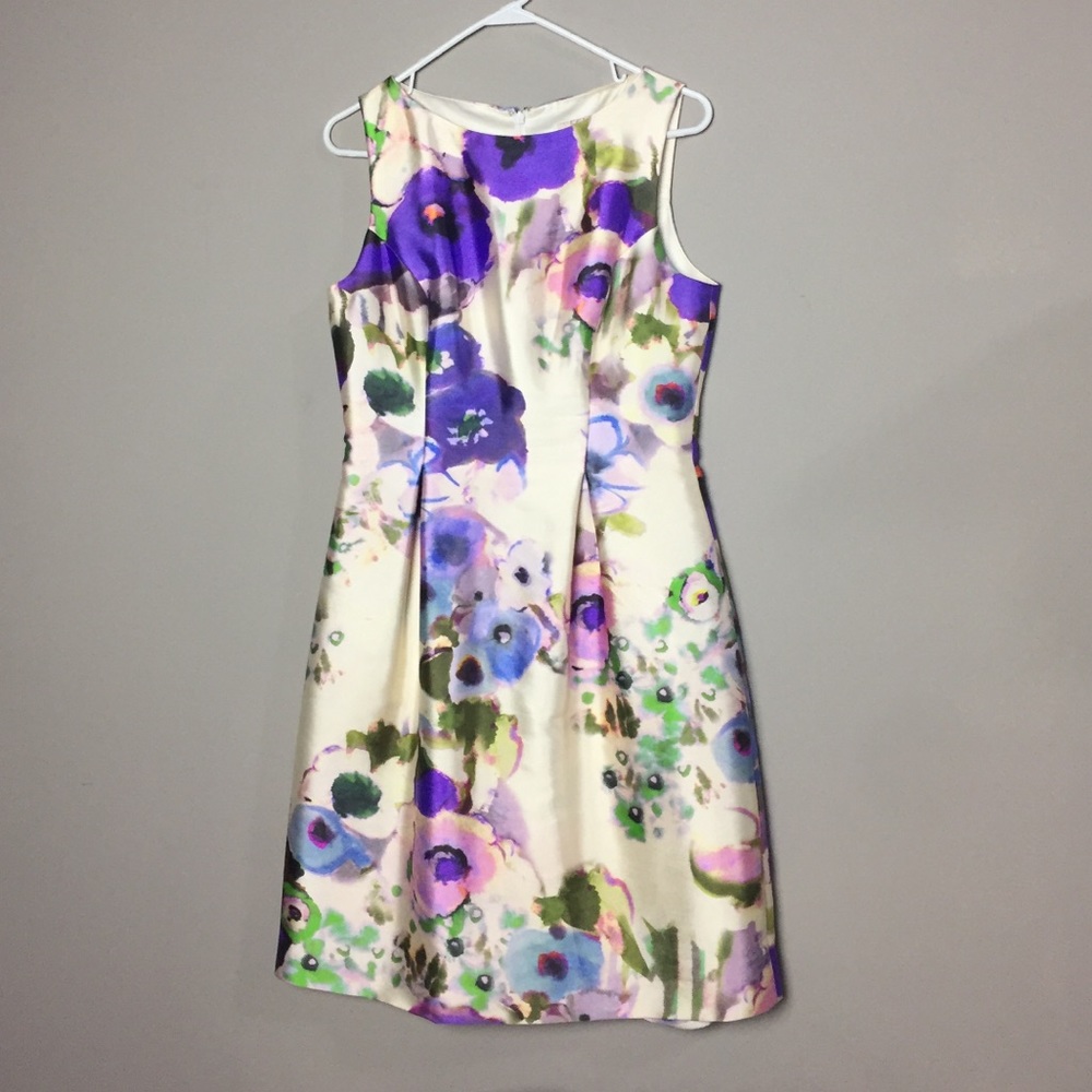 Lela Rose full fit flare silk cocktail midi dress